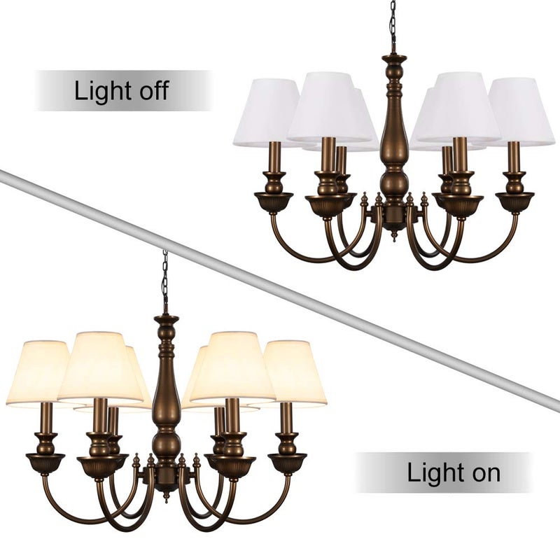 Wellmet Chandelier Shades, ONLY FOR CANDELABRA BULBS, Clip-on Fitter Lamp Shades, 3" x 6" x 5", Set of 6, Cream White - Image 5